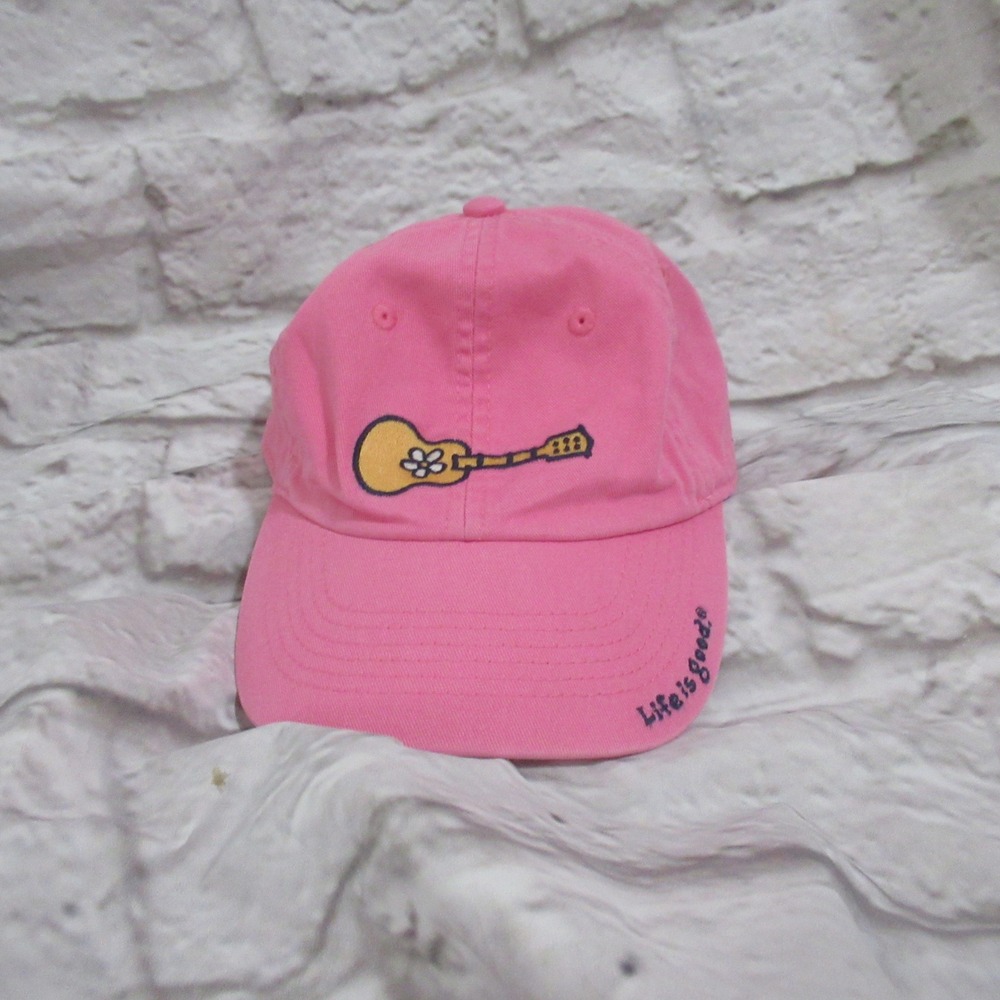 Life is Good Hat Women OS Pink  Guitar Daisy Adjustable Baseball Cap